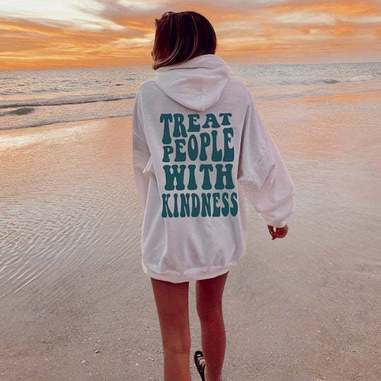 White Fox Style Cozy Script Pullover Hoodie